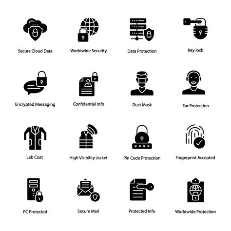 Protection And Cybersecurity Glyph Vector Icons Set 36044067 Vector Art At Vecteezy