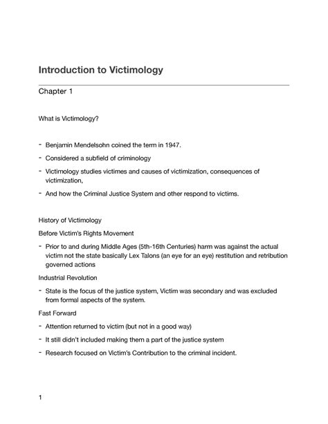 Chapter 1 Victimology Pdf Introduction To Victimology Chapter 1