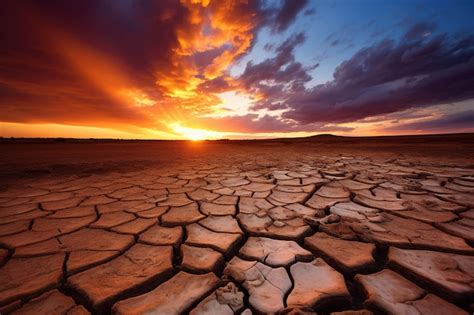 Tierra Seca Y Agrietada Que Contrasta Con Un Cielo Dram Tico Lleno De