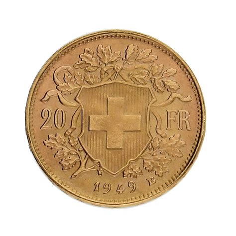 Moneda Suiza 20 Francos Oro 1949 6 45 G Andorrano