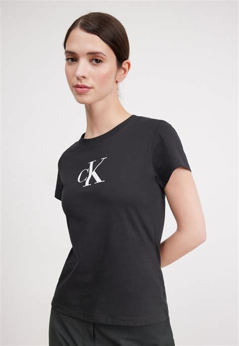 Calvin Klein Jeans Slim Tee T Shirts Med Print Blacksvart Zalandono