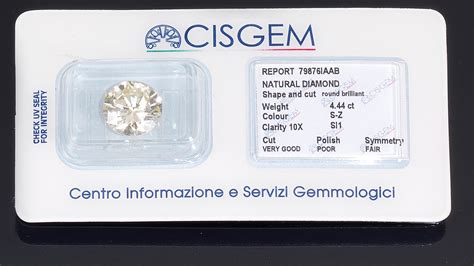 Diamante Taglio Brillante Di Ct Colore S Z Purezza Si Il