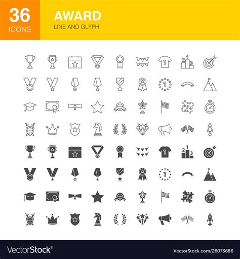 Award Line Web Glyph Icons Royalty Free Vector Image