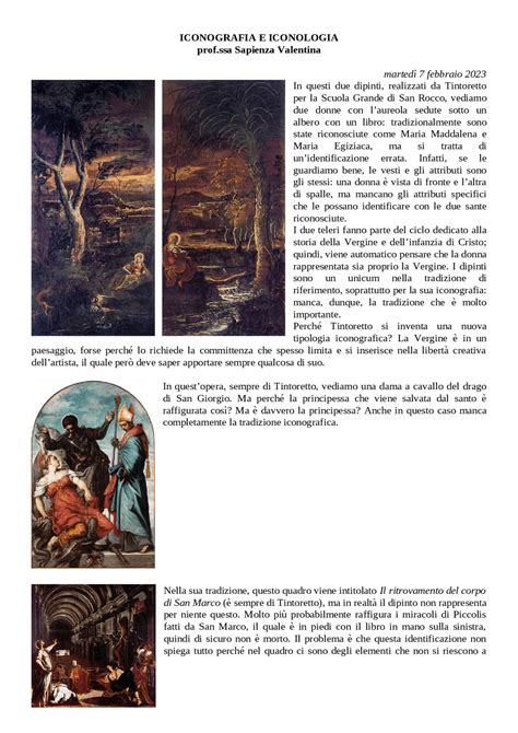 Appunti Del Corso Iconografia E Iconologia Sp Della Prof Ssa Valentina