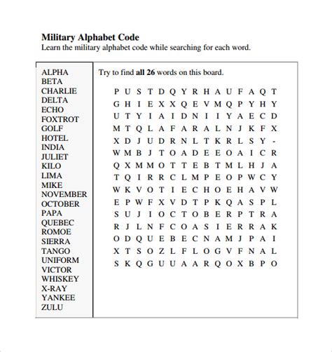 Free 6 Sample Military Alphabet Chart Templates In Pdf Word