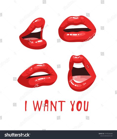 Sexy Female Lips Red Lipstick Vector Stock Vector Royalty Free