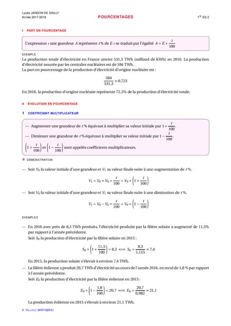 Pourcentages Maths Re Es Exercices Corrig S Dyrassa