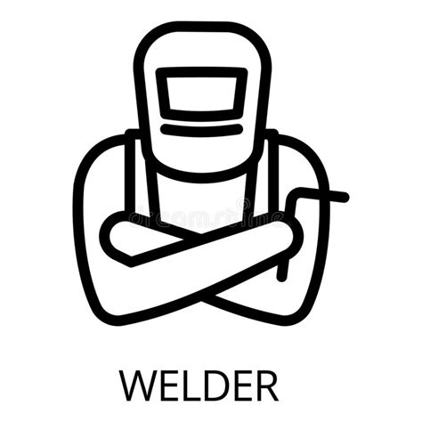 Welder Man Icon Outline Style Stock Vector Illustration Of Black