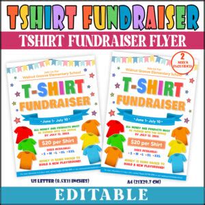 Editable T-Shirt Fundraising Flyer, School Church Community Fundraiser Flyer Template | Made By ...