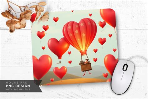 Hot Air Balloon Love Mouse Pad PNG Design