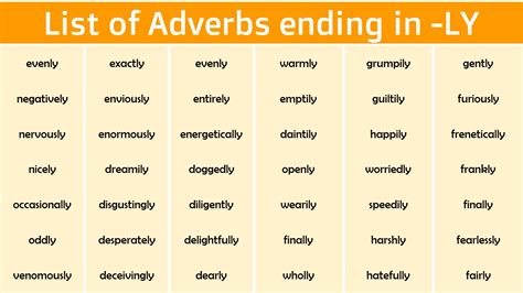 500 List Of Adverbs Ending In Ly Infographics And Pdf Grammarvocab