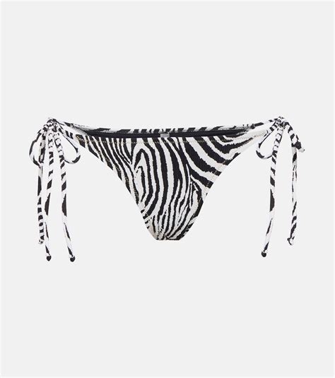 Reina Olga Miami Zebra Print Seersucker Bikini Bottoms In Multicoloured