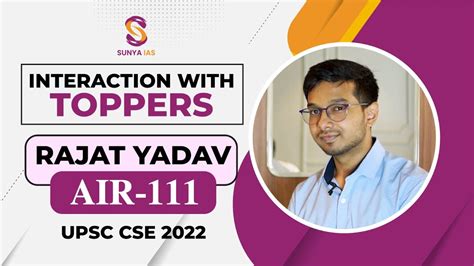 Interaction With Toppers Rajat Yadav Air Upsc Cse