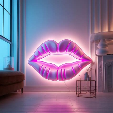 Premium Ai Image Neon Lips Sign Generative Ai