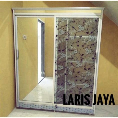 Jual Lemari Pakaian Besar Alumunium Full Kaca Pintu Sliding Shopee