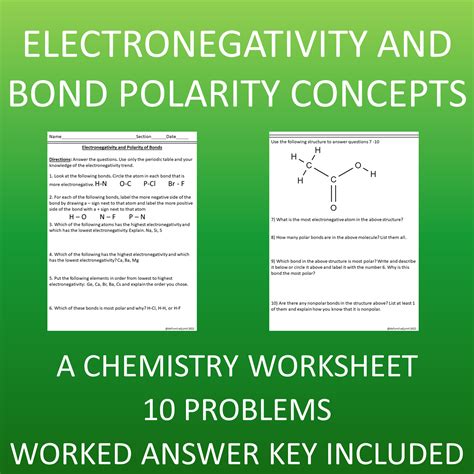 Electronegativity And Bond Polarity A Chemistry Worksheet Made By