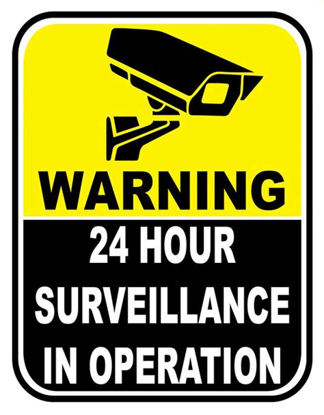 24 Hour Surveillance In Operation CCTV Warning Yellow Notice Sign Self