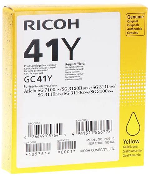 Ricoh 405764 GC 41 Y Tintenpatrone Gelb 2200 Seiten günstig kaufen