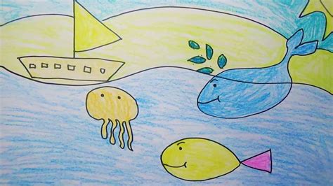 Sea Life Drawings Easy How To Draw An Underwater Scenery For