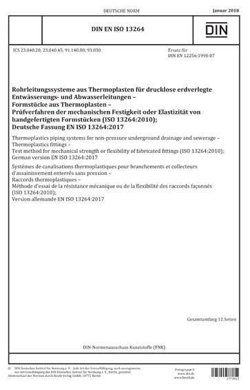 DIN EN ISO 13264 2018 DE Rohrleitungssysteme aus Thermoplasten für