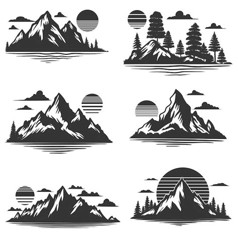 Premium Vector Mountain Elements Set Collection Vector Illustration