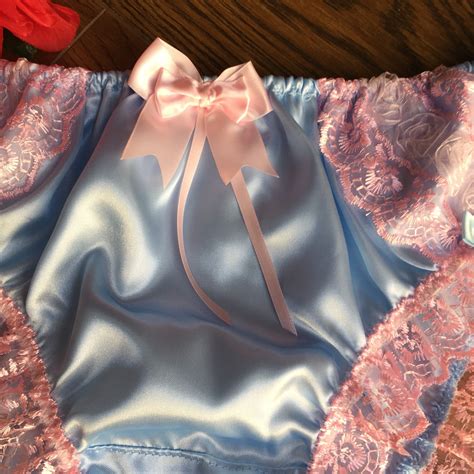 Baby Blue Satin Panties Feminine Bikini Knickers Roses Etsy Uk