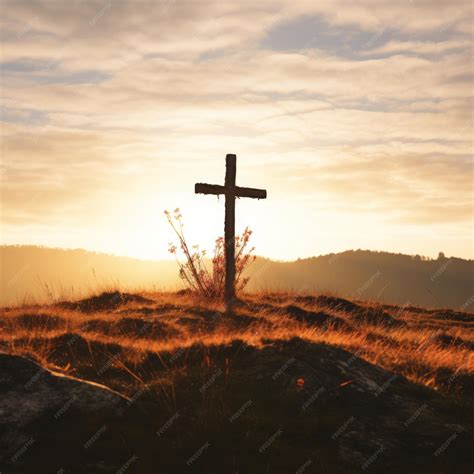 Premium Ai Image Crosses And Tomb Empty With Crucifixion At Sunrise