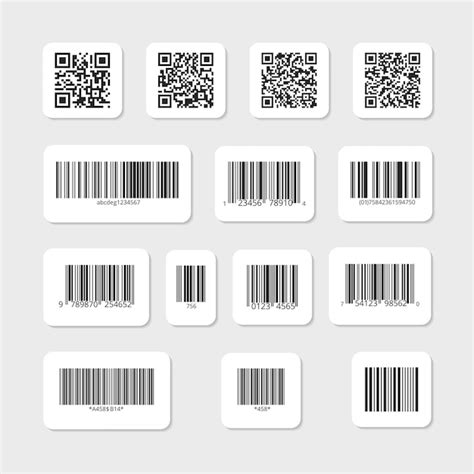 Codici A Barre E QR Sul Set Di Adesivi Bianchi Dati Informativi Sull