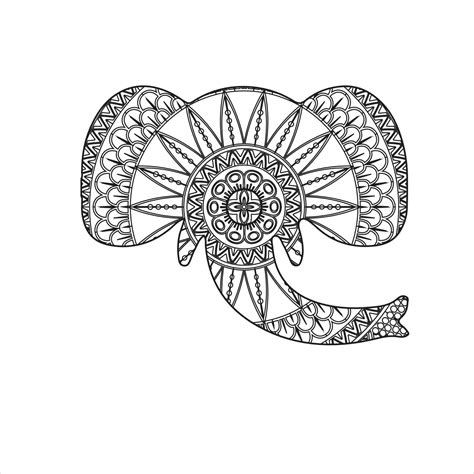 Mandala Elephant Coloring Page For Kids And Adult 17723596 Vector Art