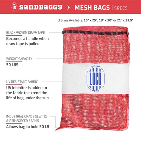 Custom Printed Mesh Produce Bags (50 lb.) - Reusable - Sandbaggy