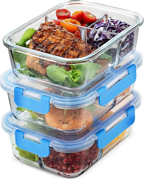 Airtight Food Storage Containers With Lids 3 Compartment Set Of 3 Food