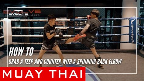 Muay Thai How To Grab A Teep And Counter With A Spinning Back Elbow