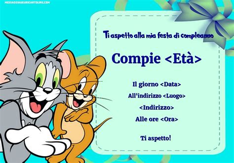 Invito Alla Festa Contom E Jerry Inviti Di Compleanno Per Bambini