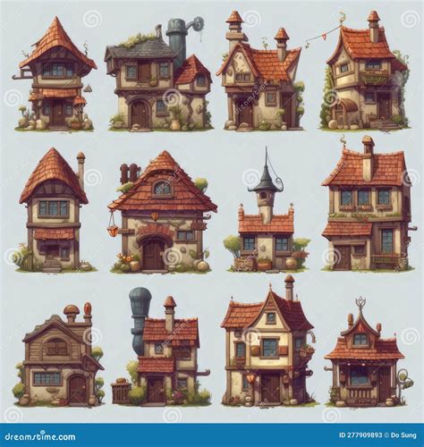 Collection of Houses Designed for Use in 2D Games Stock Illustration ...
