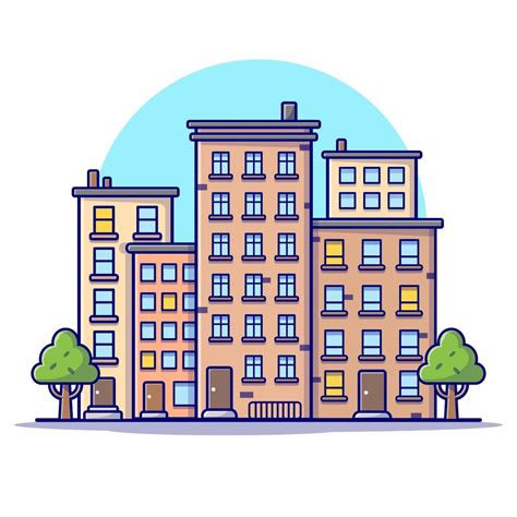 Ilustración De Icono De Vector De Dibujos Animados De Paisaje Urbano