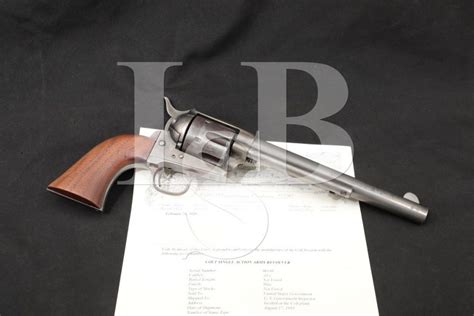 Colt Us Model 1873 Single Action Army Saa 45 Revolver And Letter 1887 Antique Lock Stock And Barrel