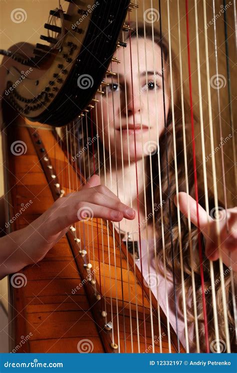 Female Musician Playing The Harp Royalty Free Stock Photography Image