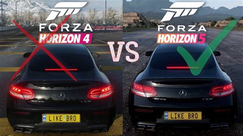 Forza Horizon 5 Vs 4 Gameplay And Engine Sounds Comparison Mercedes C63