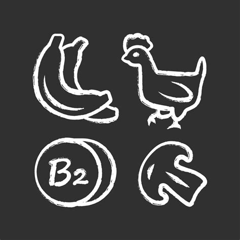 Vitamin B Chalk Icon Bananas Poultry And Mushroom Healthy Eating