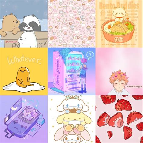 Kawaii Wall Collage Kit Kawaii Anime Pastel Aesthetic Etsy