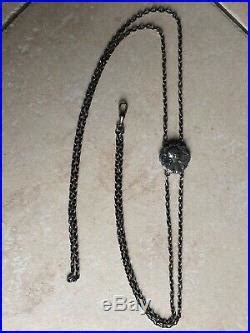 Sautoir Chatelaine Ancien En Argent Massif Niell Xixeme Cm Art