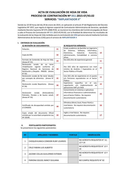 PDF ACTA DE EVALUACIÓN DE HOJA DE VIDA PROCESO DE PDF fileACTA