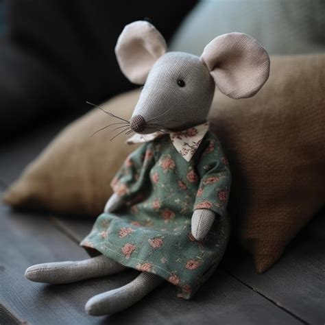 Premium Ai Image Mouse Custom Handmade Doll Teddy Bear Wool Linen