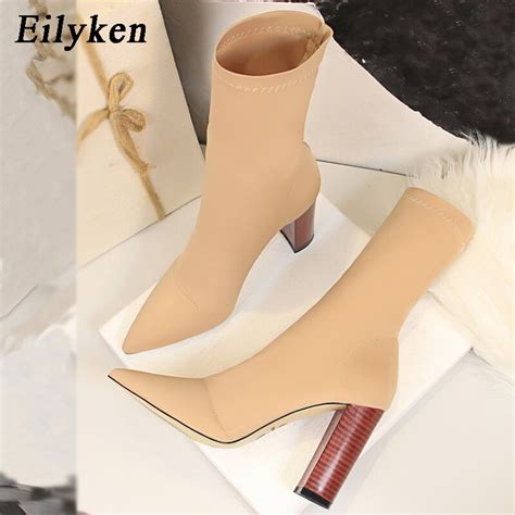 Eilyken Botines De Calcet N El Stico Para Mujer Botas De Tac N Alto