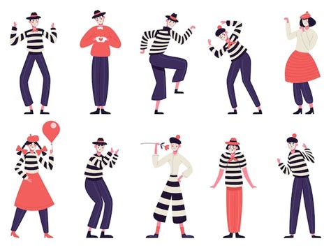 Premium Vector Mimes Characters Silent Actors Pantomime And Comedy