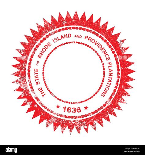 The State Seal Of Rhode Island Rubber Red Ink Stamp On A White