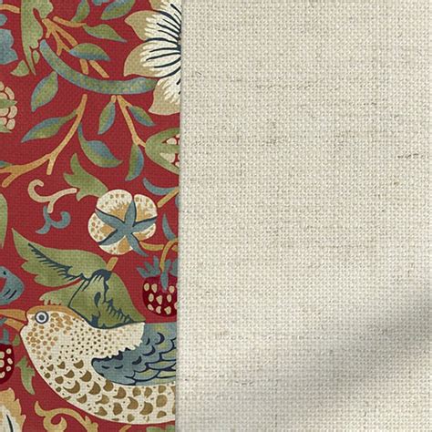 William Morris Strawberry Thief Harissa Red Paleo Linen Vintage Cream