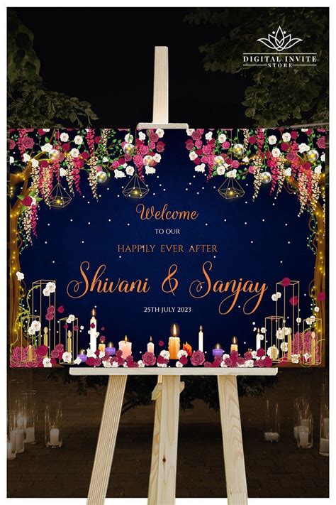 Buy Blue Welcome Sign With Candle Theme Indian Wedding Signs Hindu