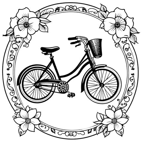 Floral Decorated Bicycle Coloring Page Lulu Pages