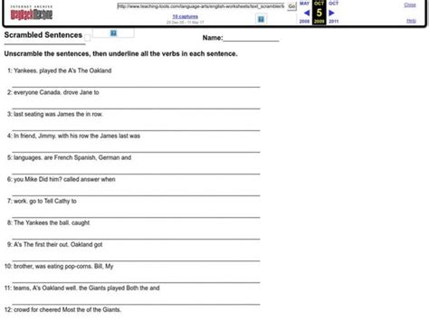 Scrambled Sentences Worksheet For 5th 6th Grade Lesson Planet